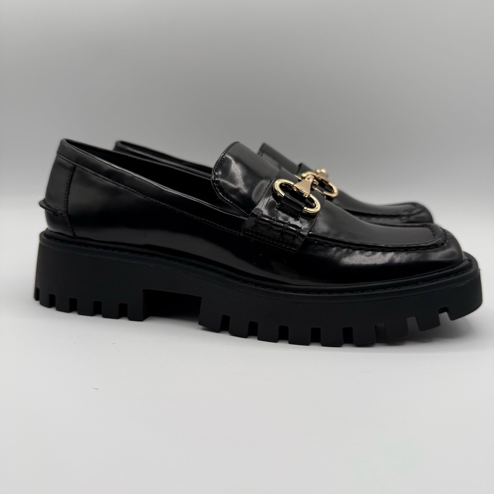 Open Edit Women's Patent Black Heather Platform Bit
Loafer Size 7